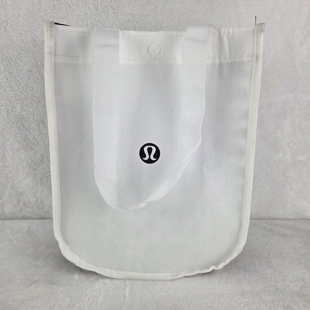 Lululemon Small Reusable Shopping Tote Lunch Yoga Gym Bag White 11.5" x 9" x 4"